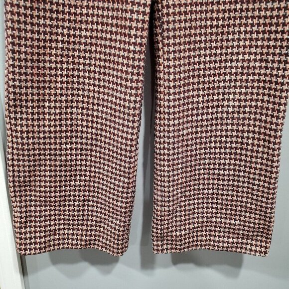 ModCloth Women's Brown Wide Leg Geometric Wool Blend Retro Trouser Pants Sz 2 - Picture 4 of 16